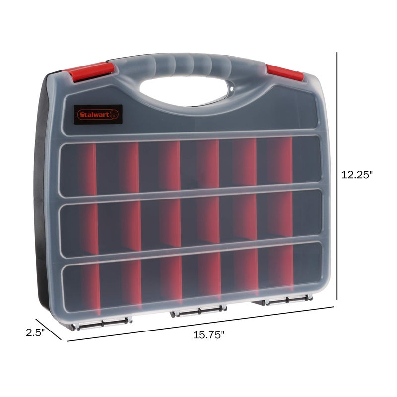 Stalwart Hardware Organizer Box with Dividers - 23 Compartment Small Parts Organizer Portable Tool Box with Secure Latches - Plastic Screw Storage for Nuts, Beads, Jewelry or Tackle by Stalwart - Image 2